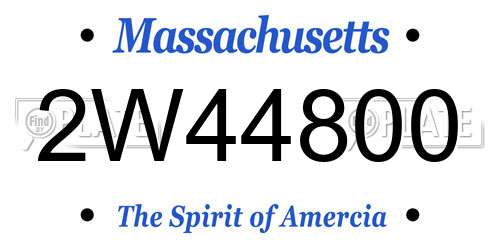 2W44800 Massachusetts License Plate