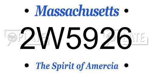 2W5926 Massachusetts License Plate