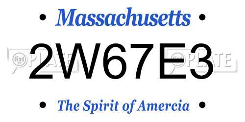2W67E3 Massachusetts License Plate