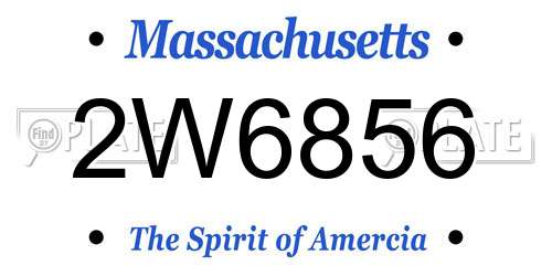 2W6856 Massachusetts License Plate