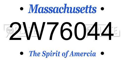 2W76044 Massachusetts License Plate