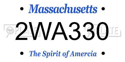 2WA330 Massachusetts License Plate