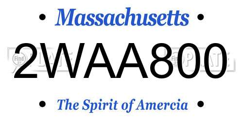 2WAA800 Massachusetts License Plate
