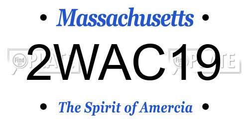 2WAC19 Massachusetts License Plate