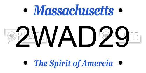 2WAD29 Massachusetts License Plate