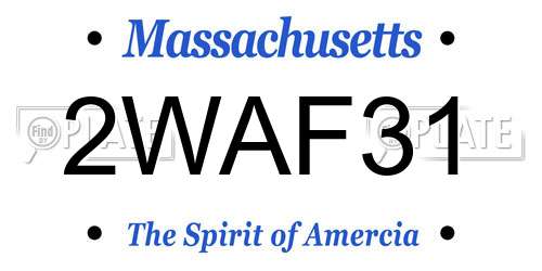2WAF31 Massachusetts License Plate