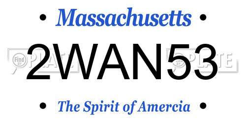 2WAN53 Massachusetts License Plate