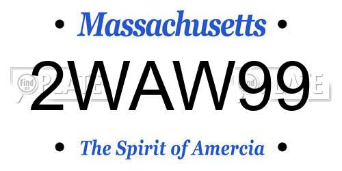 2WAW99 Massachusetts License Plate