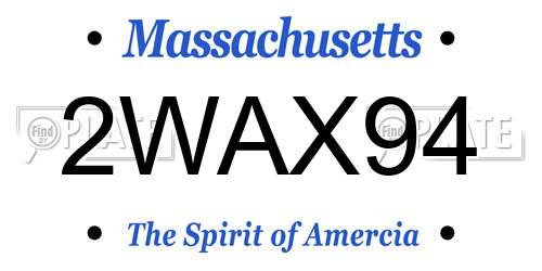2WAX94 Massachusetts License Plate