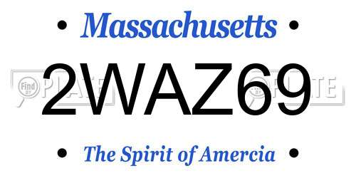 2WAZ69 Massachusetts License Plate