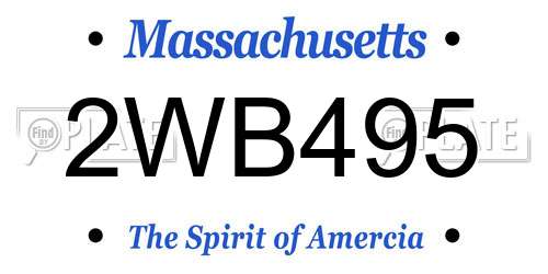 2WB495 Massachusetts License Plate