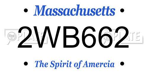 2WB662 Massachusetts License Plate