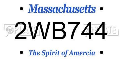 2WB744 Massachusetts License Plate