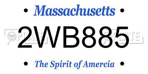 2WB885 Massachusetts License Plate