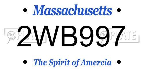 2WB997 Massachusetts License Plate