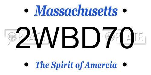 2WBD70 Massachusetts License Plate