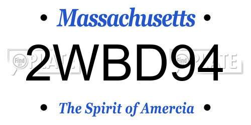 2WBD94 Massachusetts License Plate