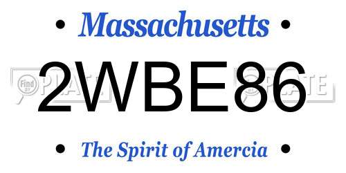 2WBE86 Massachusetts License Plate