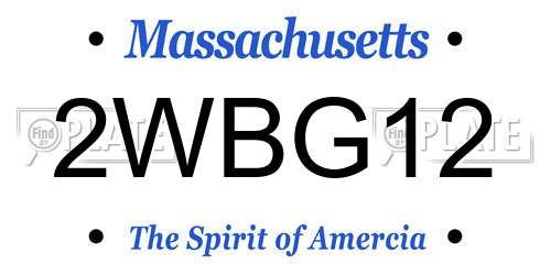 2WBG12 Massachusetts License Plate