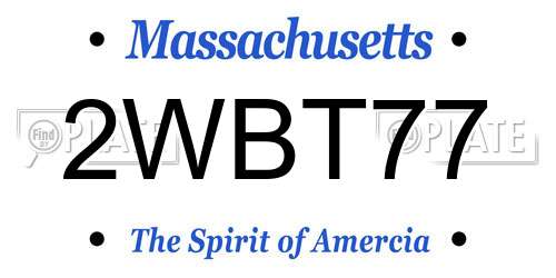 2WBT77 Massachusetts License Plate