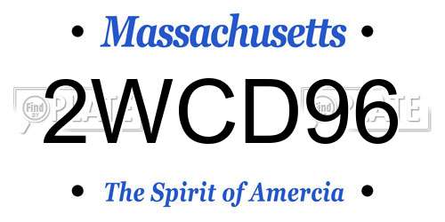 2WCD96 Massachusetts License Plate