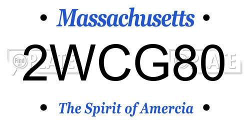 2WCG80 Massachusetts License Plate