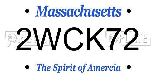 2WCK72 Massachusetts License Plate