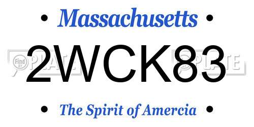 2WCK83 Massachusetts License Plate