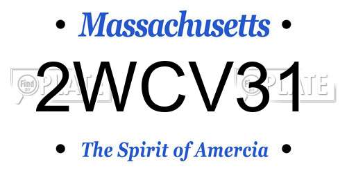 2WCV31 Massachusetts License Plate