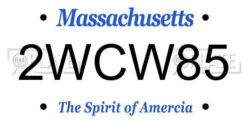 2WCW85 Massachusetts License Plate