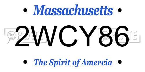 2WCY86 Massachusetts License Plate