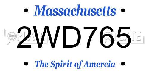 2WD765 Massachusetts License Plate