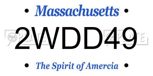 2WDD49 Massachusetts License Plate