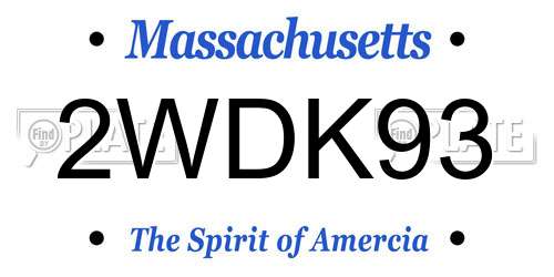 2WDK93 Massachusetts License Plate