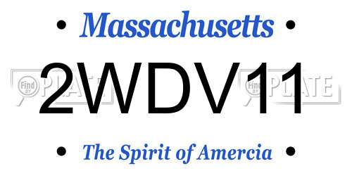 2WDV11 Massachusetts License Plate
