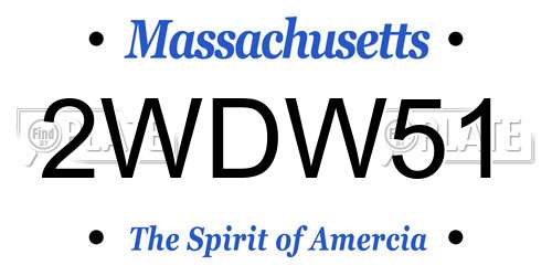 2WDW51 Massachusetts License Plate