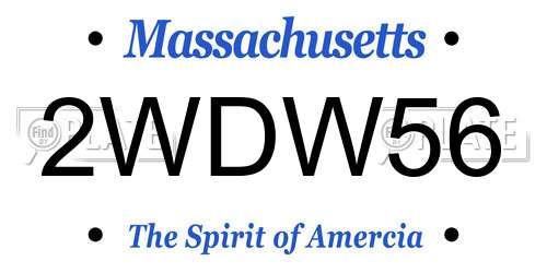 2WDW56 Massachusetts License Plate
