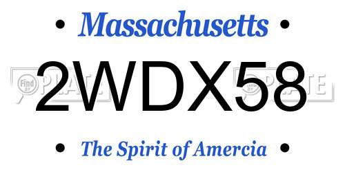 2WDX58 Massachusetts License Plate