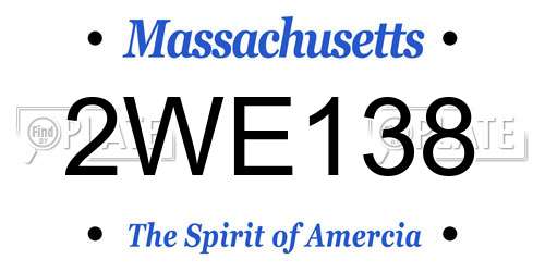 2WE138 Massachusetts License Plate