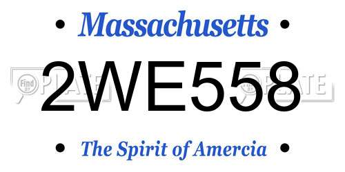 2WE558 Massachusetts License Plate