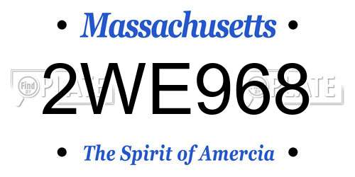 2WE968 Massachusetts License Plate