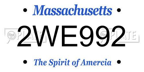 2WE992 Massachusetts License Plate
