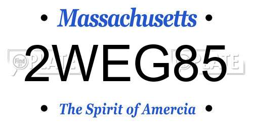 2WEG85 Massachusetts License Plate