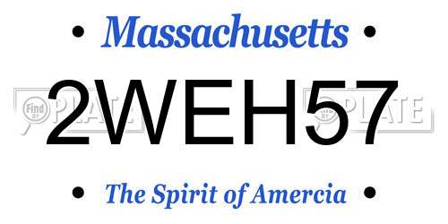 2WEH57 Massachusetts License Plate