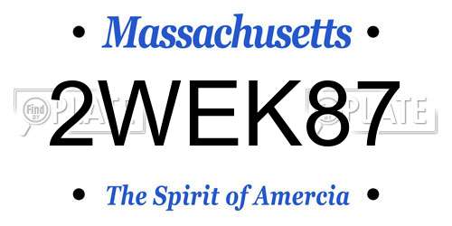 2WEK87 Massachusetts License Plate