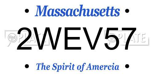 2WEV57 Massachusetts License Plate