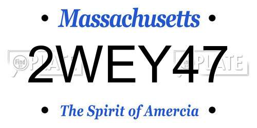 2WEY47 Massachusetts License Plate