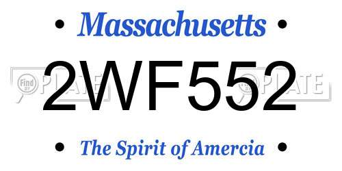 2WF552 Massachusetts License Plate