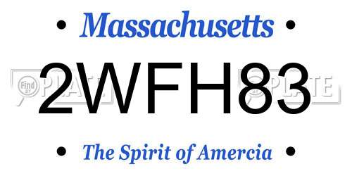 2WFH83 Massachusetts License Plate