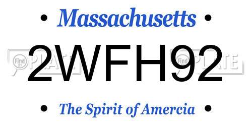 2WFH92 Massachusetts License Plate